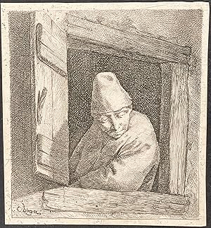 Tavern Scene - Man looking through window