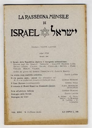 RASSEGNA (LA) mensile di Israel. Vol. XXVI, N. 3 (terza serie). Adar 5720. Marzo 1960.