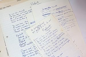 Trois manuscrits autographes complets de la chanson de Boris Vian intitulée "Robert "