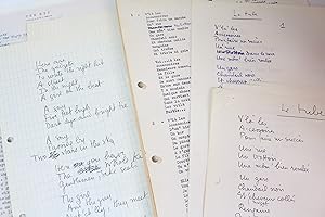Trois manuscrits autographes complets de la chanson de Boris Vian intitulée en français "Le tube ...