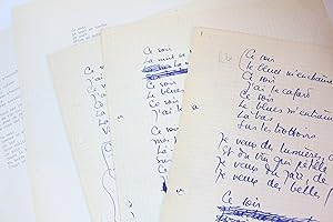 Manuscrit autographe complet de la chanson de Boris Vian intitulée "Ce soir"