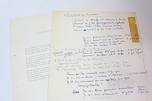 Manuscrit autographe complet de la chanson de Boris Vian intitulée "A la manière de Brassens"