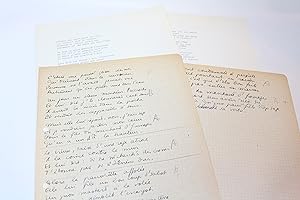 Manuscrit autographe complet de la chanson de Boris Vian intitulée "C'était une pauv' gosse des r...