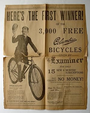 Seller image for 1923 San Francisco Examiner Subscription Contest Columbia Bicycles Advertisement for sale by Silicon Valley Fine Books