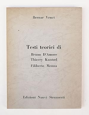 Image du vendeur pour Bernar Venet. Testi teorici di Bruno D'Amore, Thierry Kuntzel, Filiberto Menna mis en vente par Librairie-Galerie Emmanuel Hutin