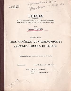 Etude Genetique d'un Basidiomycete: Coprinus Radiatus Fr. Ex Bolt.