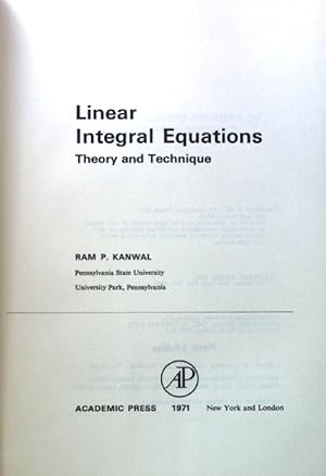 Seller image for Linear Integral Equations: Theory and Technique; for sale by books4less (Versandantiquariat Petra Gros GmbH & Co. KG)