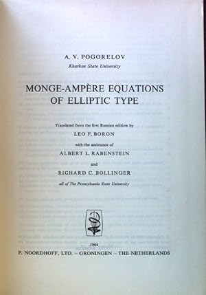 Imagen del vendedor de Monge-Ampre Equations of Elliptic Type; a la venta por books4less (Versandantiquariat Petra Gros GmbH & Co. KG)