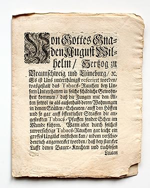 Verordnung vom 7. Juni 1725 gegen das unvorsichtige Tabacs-Rauchen.