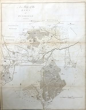 KENT, 1797 - ANTIQUE MAP of the Hundred of TUNBRIDGE, detailing the lands between TONBRIDGE, HADL...