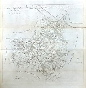 KENT, 1797 - ANTIQUE MAP of the Hundred of AXSTANE, detailing the lands between the towns of DART...