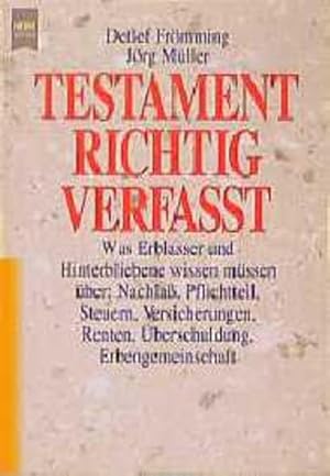 Bild des Verkufers fr Testament richtig verfat zum Verkauf von Antiquariat Armebooks