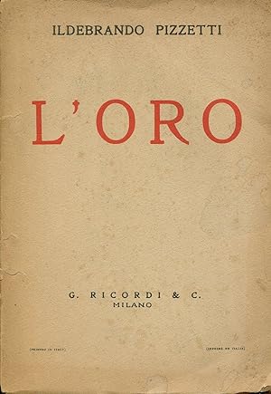 Seller image for L'oro. Dramma in tre atti for sale by Studio Bibliografico Marini