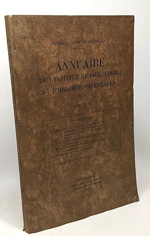 Annuaire de l'institut de philologie et d'histoire orientales pour 1932-1933