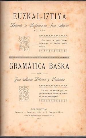 Imagen del vendedor de Euzkal-Iztiya / Gramtica Baska . a la venta por Librera Astarloa