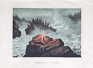 Nyommelsaka in Lappland. Chromolithographie von C. S. Hallbeck nach der Natur.