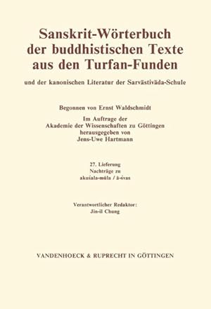 Bild des Verkufers fr Sanskrit-Woerterbuch der buddhistischen Texte aus den Turfan-Funden. Lieferung 27 zum Verkauf von moluna