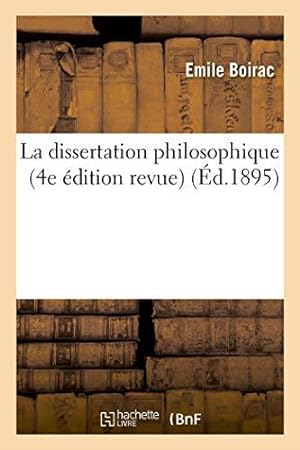 Bild des Verkufers fr La dissertation philosophique: choix de sujets, plans, dveloppements (Philosophie) zum Verkauf von WeBuyBooks