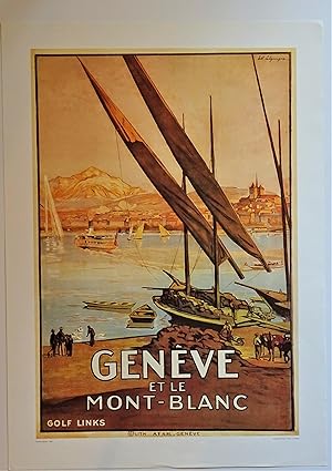 Geneve et Le Mont-Blanc (Offset Reproduction Lithograph Poster)