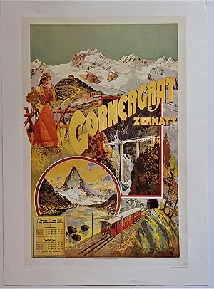 Gornegrat Zermatt Fahrplan. Saison 1898 (Offset Reproduction Lithograph Poster)