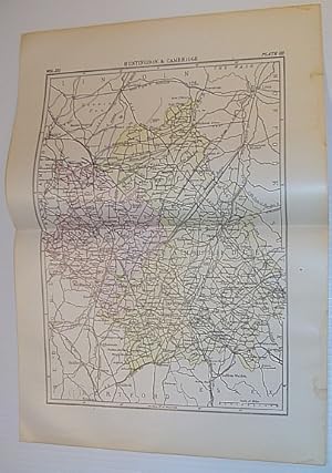Map of Huntingdon & Cambridge, England - Circa 1902