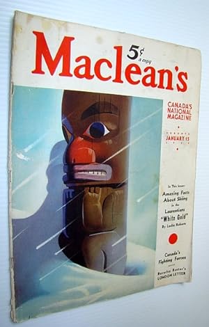 Bild des Verkufers fr Maclean's - Canada's National Magazine, 15 January, 1940 - Skiing Brings Business Success to the Laurentians zum Verkauf von RareNonFiction, IOBA