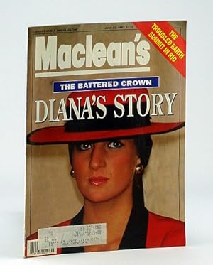 Maclean's - Canada's Weekly News Magazine, June 15, 1992 - Cover Photo of Diana, Princess of Wales