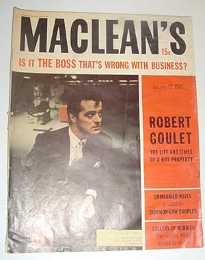Seller image for Maclean's Magazine, January 27, 1962 - Robert Goulet Cover Photo for sale by RareNonFiction, IOBA