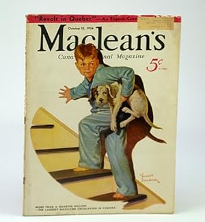 Bild des Verkufers fr Maclean's, Canada's National Magazine, October (Oct.) 15, 1936 - Revolt in Quebec / Farming in King Ridges, Ontario zum Verkauf von RareNonFiction, IOBA