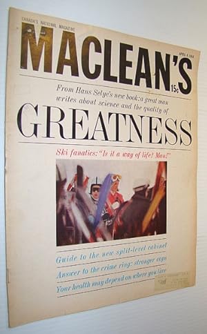 Imagen del vendedor de Maclean's, Canada's National Magazine, April 4, 1964 - A Weekend with the Ski Fanatics a la venta por RareNonFiction, IOBA