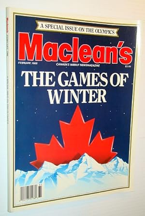 Bild des Verkufers fr Maclean's - Canada's Weekly Newsmagazine, February 1988 - Special Calgary Olympic Issue zum Verkauf von RareNonFiction, IOBA