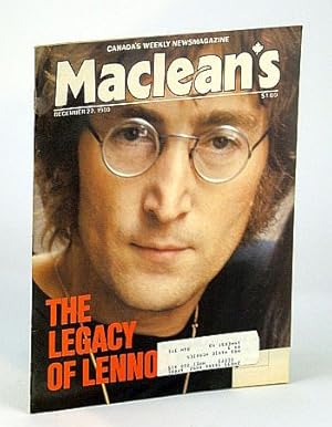 Bild des Verkufers fr Maclean's - Canada's Weekly Newsmagazine, December (Dec.) 22, 1980 - John Lennon Cover Photo zum Verkauf von RareNonFiction, IOBA