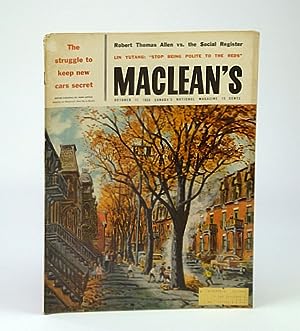 Imagen del vendedor de Maclean's - Canada's National Magazine, October (Oct.) 11, 1958 - Memoirs of A.Y. Jackson / Herman Geiger-Torel / Soapy Smith a la venta por RareNonFiction, IOBA