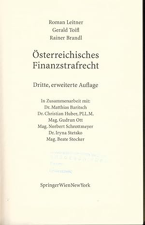 Seller image for sterreichisches Finanzstrafrecht for sale by avelibro OHG