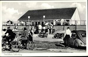 Bild des Verkufers fr Ansichtskarte / Postkarte Sahlenburg Cuxhaven in Niedersachsen, Strandhaus, Autos, Motorrder - Inh.: Wilhelm Schmidt zum Verkauf von akpool GmbH