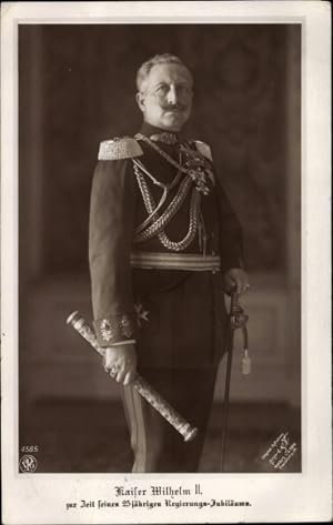 Ansichtskarte / Postkarte Kaiser Wilhelm II., 25. Regierungsjubiläum, Marschallstab, Uniform - NP...