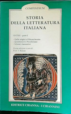 Bild des Verkufers fr Storia della letteratura italiana vol.1 zum Verkauf von Librodifaccia