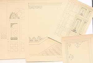 [Jugendstil. Entwürfe zu Wand- und Deckenmalereien. - Vier Blätter]. -