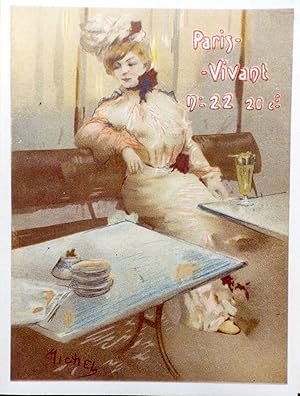 "L'ABSINTHE" Affichette d'intérieur originale entoilée et encadrée / Litho par MICHEL pour la cou...