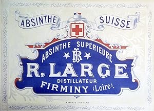 "ABSINTHE R. LARGE" Affiche d'intérieur originale entoilée / Litho Imprimerie B. ARNAUD vers 1900
