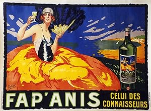 "FAP'ANIS" Affiche originale entoilée / Litho DELVAL / PUBLICITÉ WALL (vers 1925)