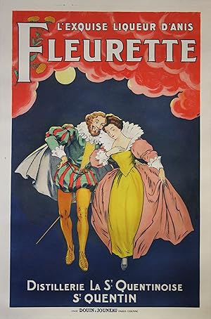 "L'EXQUISE LIQUEUR D'ANIS FLEURETTE (HENRI IV)" Affiche originale entoilée / Litho Imp. DOUIN & J...