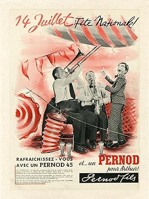 "Un PERNOD pour ARTHUR" Annonce originale entoilée parue dans MATCH (14 Juillet 1939)