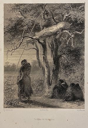 [TWO ORIGINAL LITHOGRAPHS OF NATIVE AMERICANS]: "Tombeaux des indiens sioux" together with "Chef ...