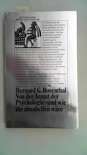 Seller image for Von der Armut der Psychologie, und wie ihr abzuhelfen wre, for sale by Antiquariat Maiwald