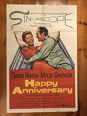 Imagen del vendedor de Happy Anniversary One Sheet 1959 David Niven, Mitzi Gaynor a la venta por AcornBooksNH