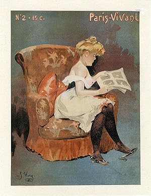 "LA LECTURE / PARIS-VIVANT N° 2" Affichette d'intérieur originale entoilée / Litho par Jacques WE...