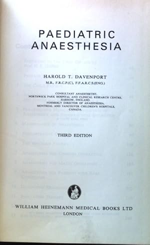 Bild des Verkufers fr Paediatric Anaesthesia; zum Verkauf von books4less (Versandantiquariat Petra Gros GmbH & Co. KG)