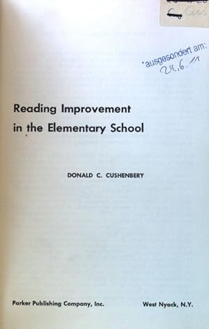 Immagine del venditore per Reading Improvement in the Elementary School; venduto da books4less (Versandantiquariat Petra Gros GmbH & Co. KG)