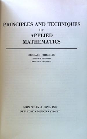 Bild des Verkufers fr Principles and Techniques of applied Mathematics; Applied Mathematics Series; zum Verkauf von books4less (Versandantiquariat Petra Gros GmbH & Co. KG)